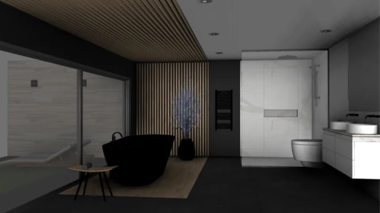 Bathroom floor plan before AI rendering with VizBase